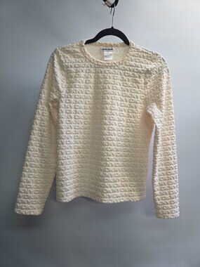 DKNY Mock Turtle Sretchy Sweater Ivory Logo Monogram New No Tags  Medium